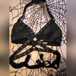Killstar Black Studded Harness Bra